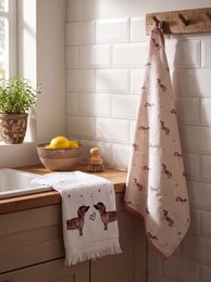 Guest towel 40x66 cm Beige Brown Cotton Dachshunds Toilet Towel