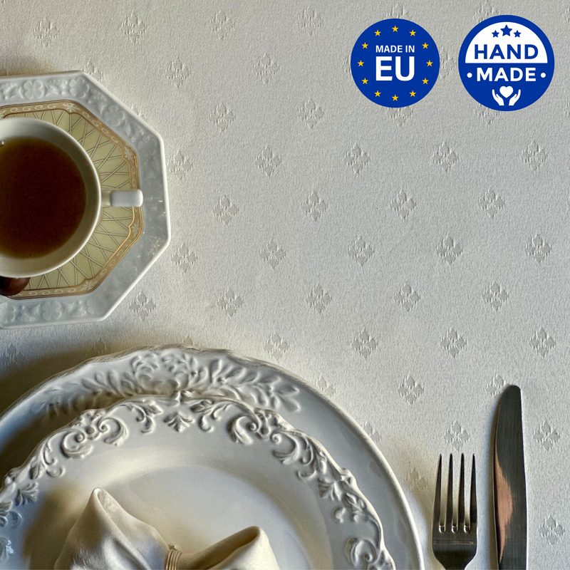 Classic white tablecloth with an ornament, Cotton-Poly mix | Classic Dinner