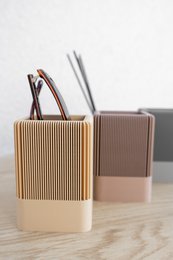 Modern Ribbed Square Organizer in Earthy Tones – Minimalist Desk, Vanity, or Home Storage Solution, Minimalist Modern Office Design Deco