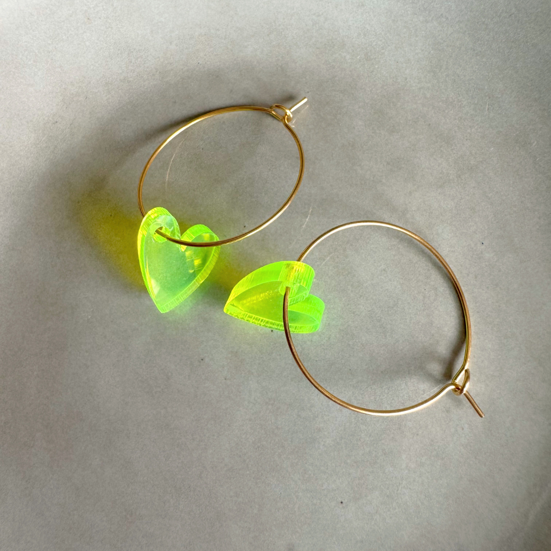 Colgantes luminosos de aros decorativos | Corazón Neón Amarillo