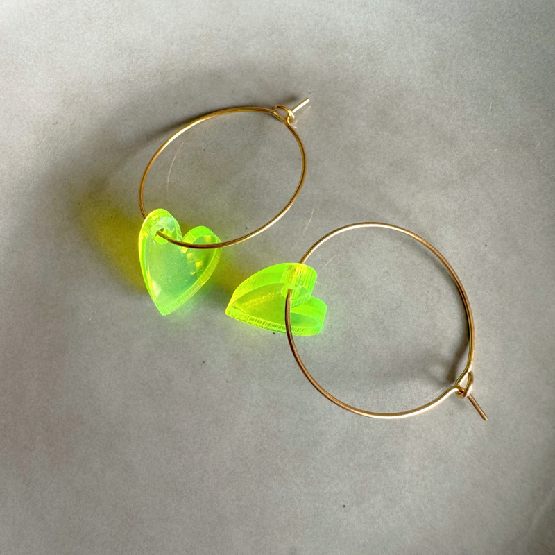 Oorbellen Hoops Lume Charms | Herz Neongelb