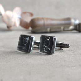 Angel & Devil cuff links, Black and white color, Unique gift for men