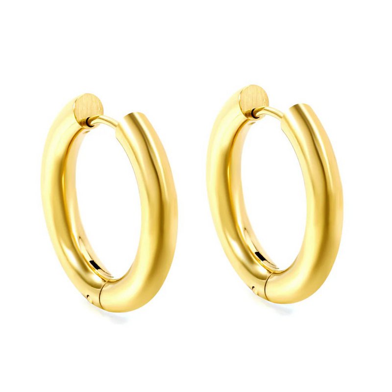 MINIMAL LOOP - Waterproof gold-plated steel double hoop earrings