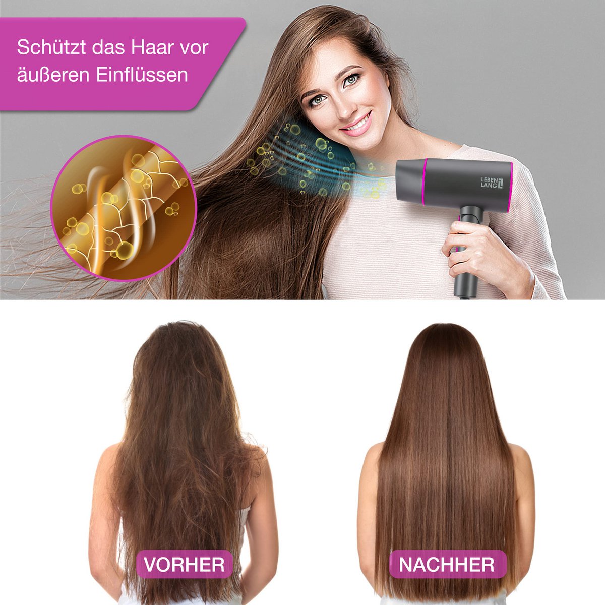 Secador de pelo LIFETIME ion 2100W - antipuntas abiertas con modo aire frío | Secador de pelo de viaje plegable | Secador de pelo Secador de pelo Secador de pelo Secador de pelo pequeño Secador de pelo Secador de viaje Secador de pelo Accesorios de p