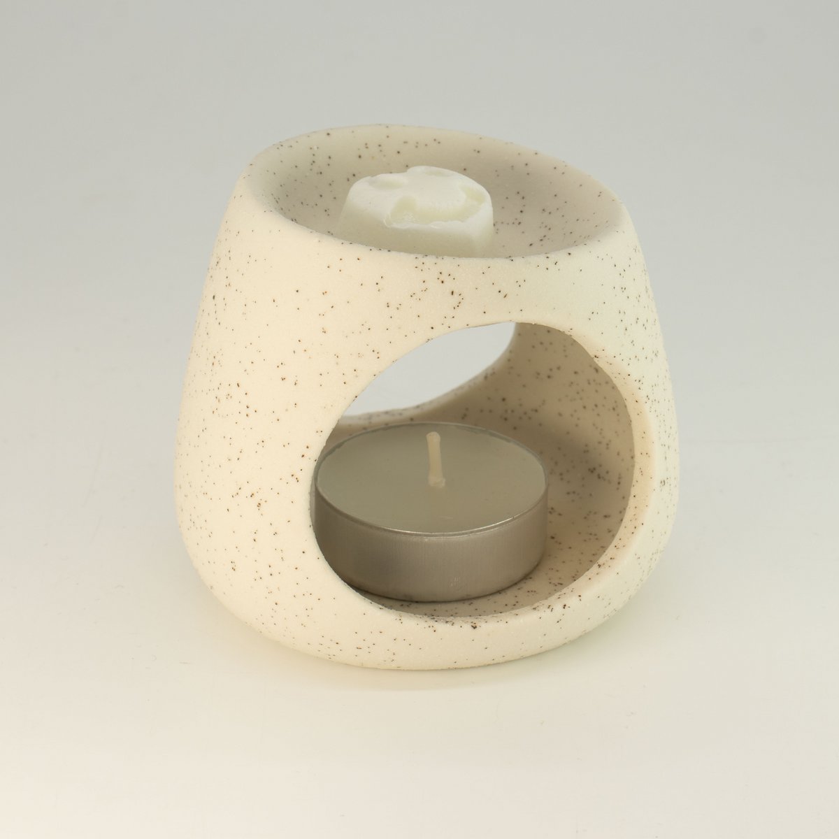 3x bruciatore a olio Zen in ceramica - Ciottolo rotondo - Bianco sporco maculato