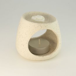 3x bruciatore a olio Zen in ceramica - Ciottolo rotondo - Bianco sporco maculato