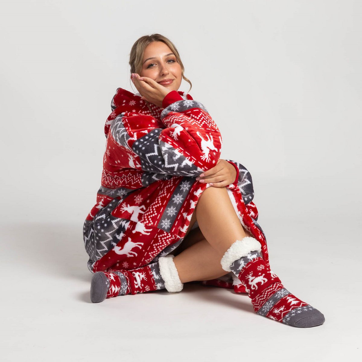 Vitapur - Hoodie blanket + socks - Red Christmas