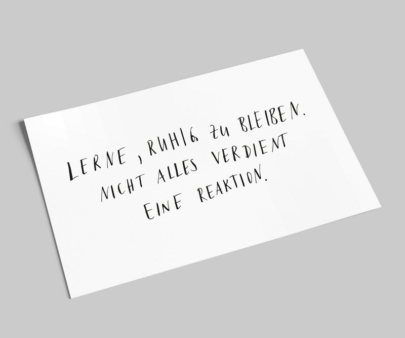 lettering card | Learn to keep calm. Not everything deserves a reaction | Deco postcard