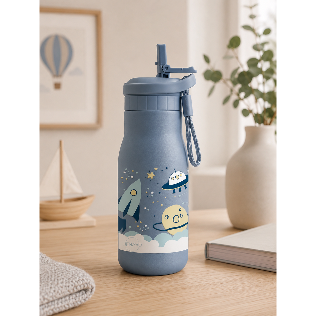 JENARD® stainless steel drinking bottle for children – space blue