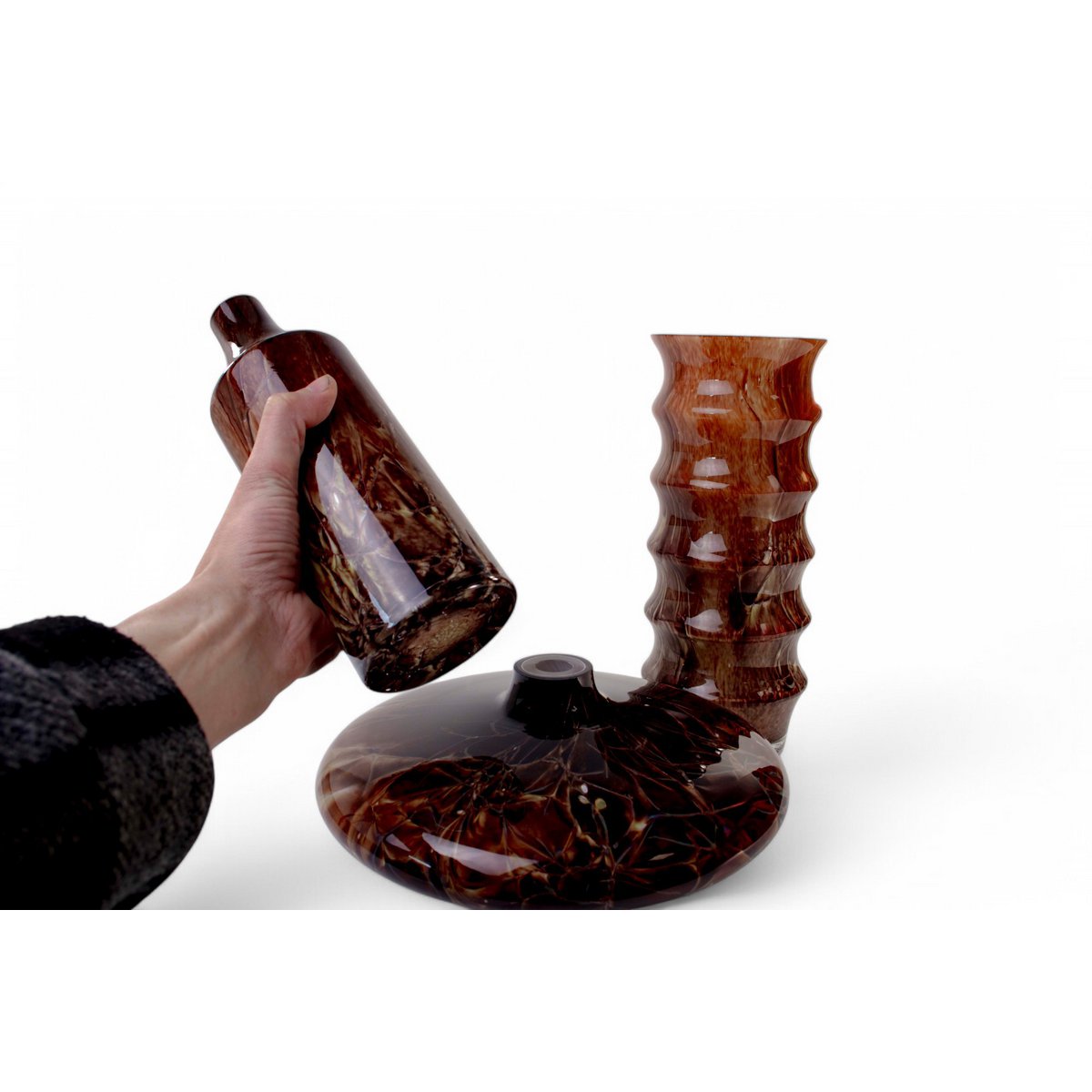 Vaas Ribbel "Coffee Collectie" - middel - hoogte 30 cm - glas 