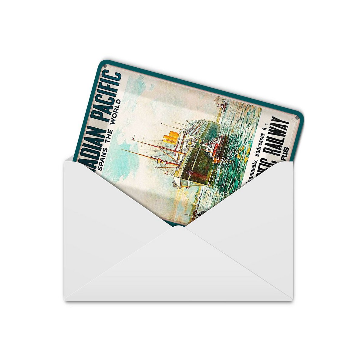 Cartolina da viaggio in latta 10x14 cm Insegna decorativa della Canadian Pacific Railway