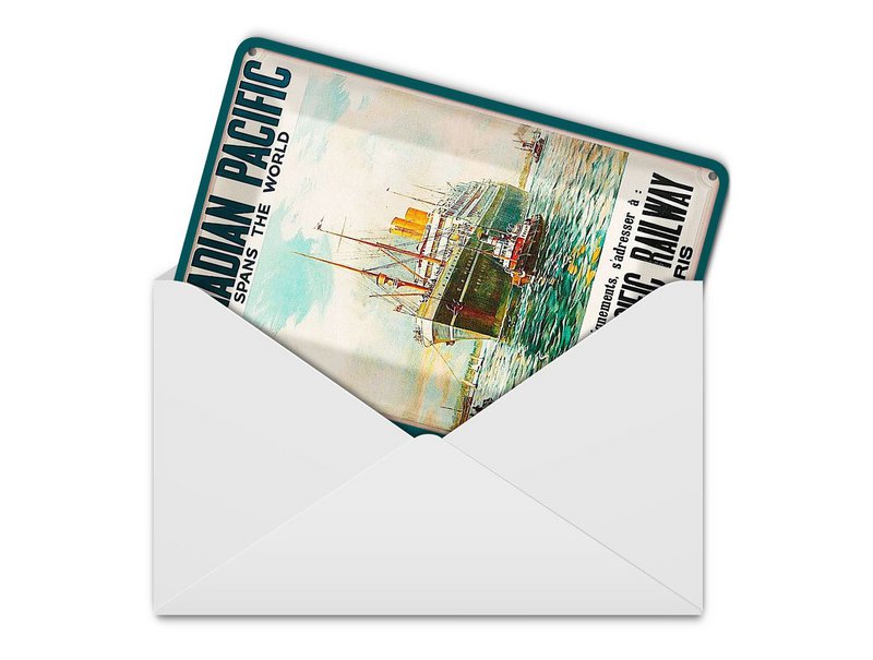 Cartolina da viaggio in latta 10x14 cm Insegna decorativa della Canadian Pacific Railway