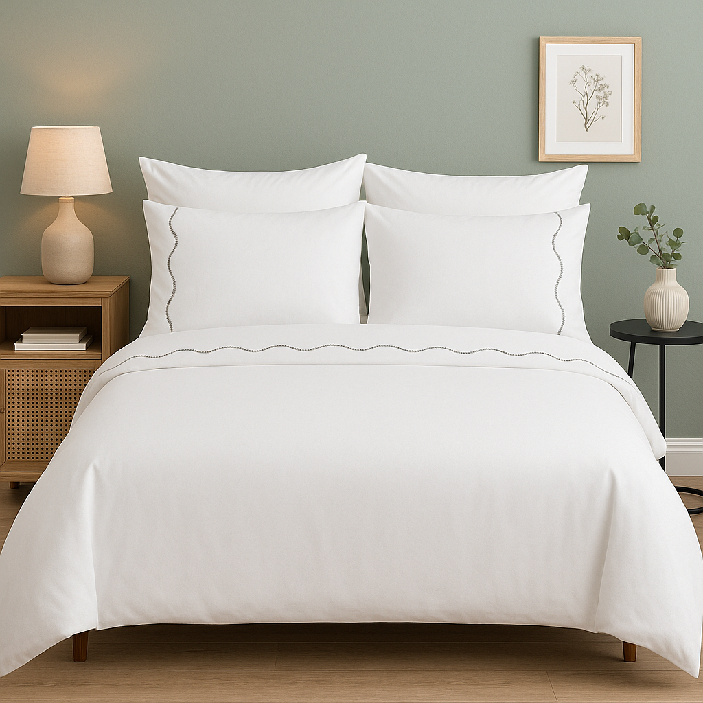 Sophia -kussensloop gemaakt van 100% lang nietje katoen percale, set van 2