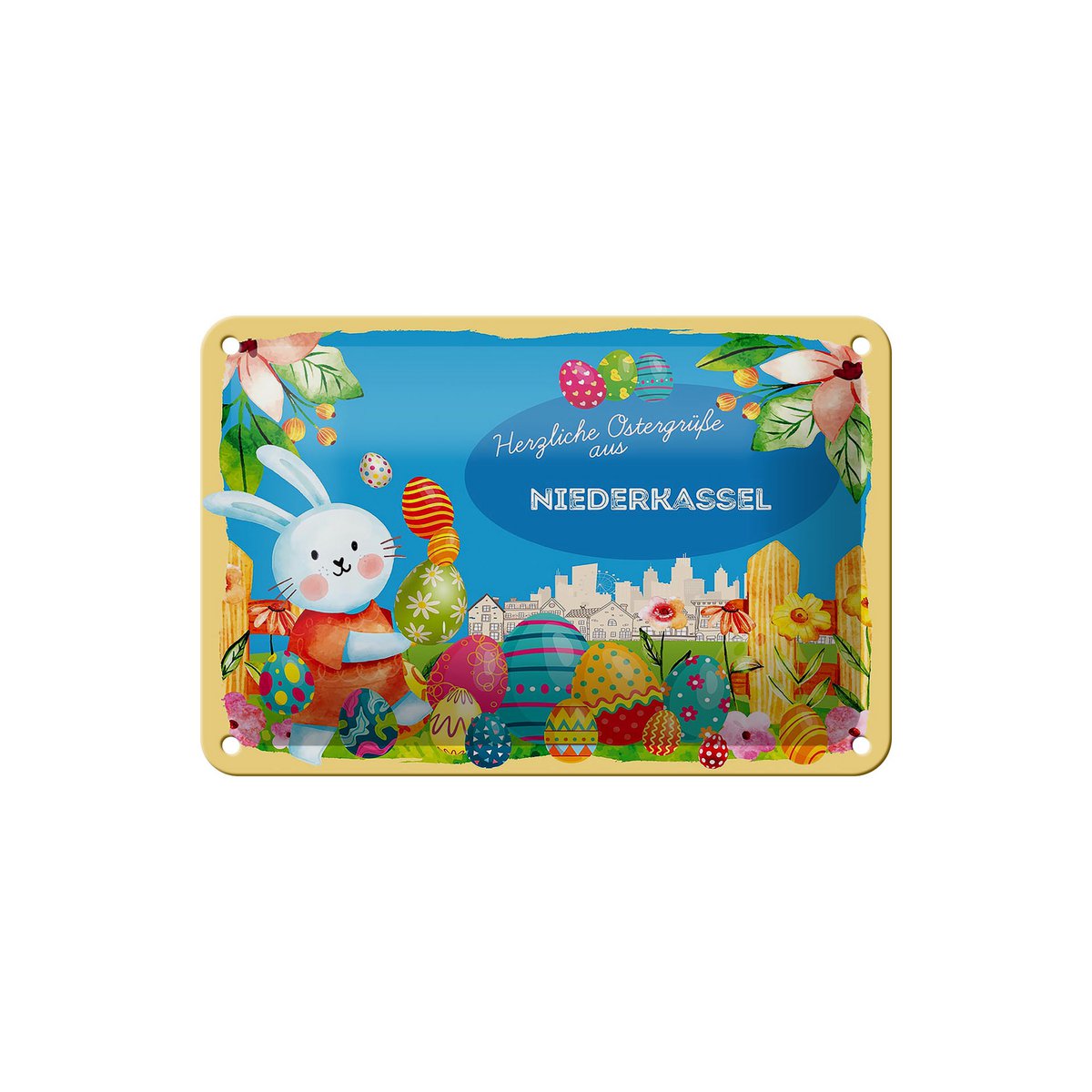 Tabliczka blaszana Wielkanoc Życzenia wielkanocne 18x12cm NIEDERKASSEL Dekoracja prezentowa