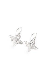 Rhodium plated butterfly earrings with charms