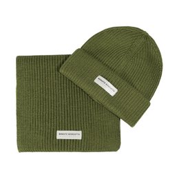 RB5004E | Sharp set and cap in a mixed Made in Italy wool shirt. Green color - single size