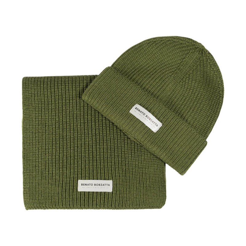 RB5004E | Sharp set and cap in a mixed Made in Italy wool shirt. Green color - single size