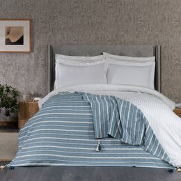 Teal with Natural Stripes