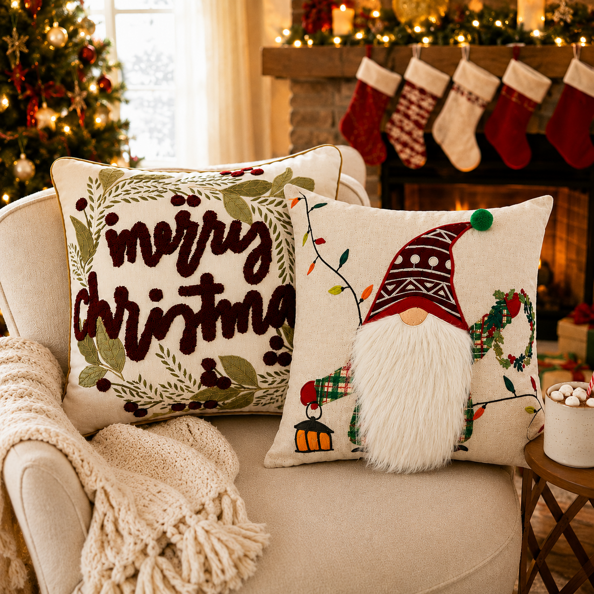 Kerstkussenhoes set van 2, inclusief gratis vulling