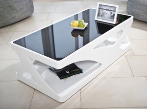 Salontafel 120x60x38 cm wit/zwart
