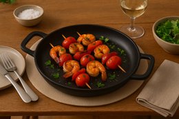 Støbejern serverer pan Ø 34 x 4 cm - Grill Pan støbejern til hver grill - sort