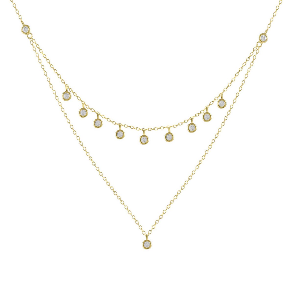 Double silver and zircons necklace