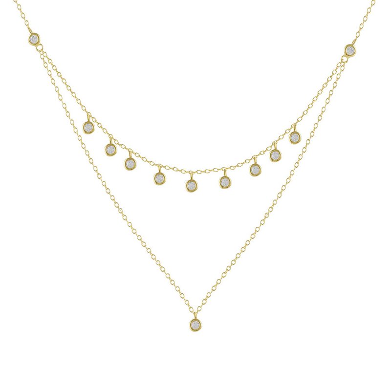 Double silver and zircons necklace