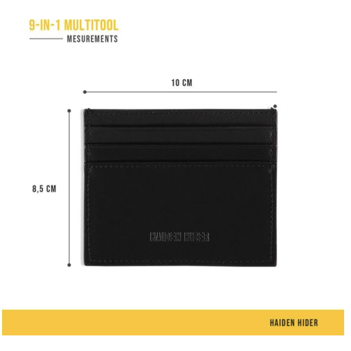 Porte-cartes Haiden Hider - Porte-cartes de luxe Mini Thin Small Wallet - Noir - Cuir