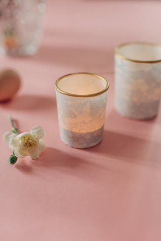 Kleiner Teelichthalter aus Glas & Chiyogami Papier | Celeste | Handgemacht