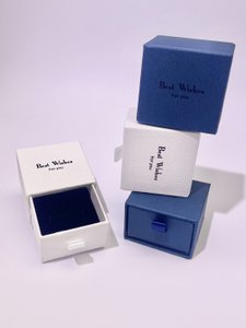 12 Boîte Bague Cadeau 6x6 Bleu ou Blanc Best Wishes Luxe