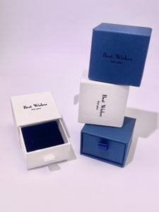 12 Boîte Bague Cadeau 6x6 Bleu ou Blanc Best Wishes Luxe