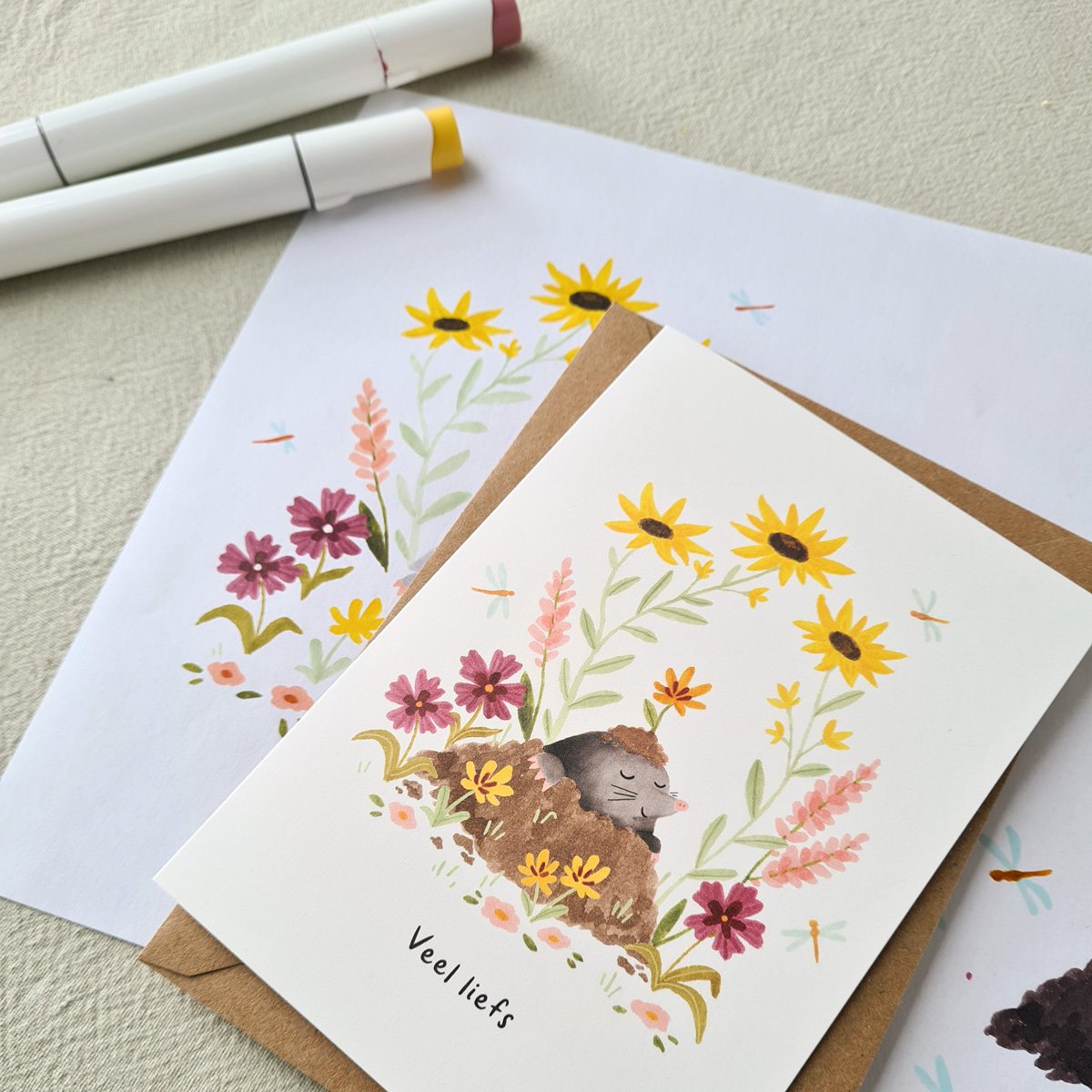 Greeting card mole - Lots of love