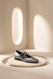 CANDY METAL SILVER – Mary-Jane-Flats mit Doppelriemen aus Metallic-Leder