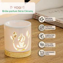 Bruciatore di Profumo Serie Céramy – Yogi – Portacandela in Ceramica Laccata – Diffusione di Cere Profumate, Oli Essenziali – Idea Regalo Decorativa