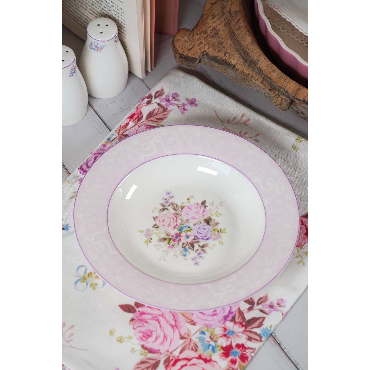 Porseleinen soepplaat Flora 21 cm Isabelle Rose