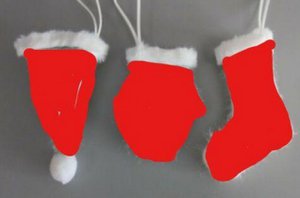 HAT GLOVE SOCK HANG. POLY/6PC RED-WHITE