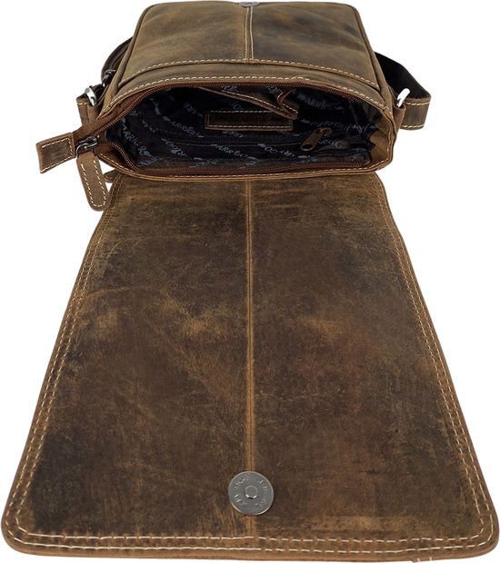 Cognac -colorowana skórzana torba na ramię z Arrigo - wszechstronna torba crossbody