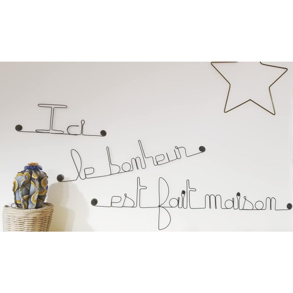 Metal Wall Decoration Quote "Here happiness is homemade" - to pin - Wall Jewelry