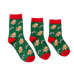 Socks - Green with gingerbread men ADULTS & KIDS
