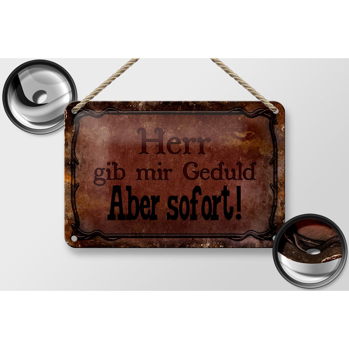 Tin sign saying 18x12cm Lord give me patience but immediately decoration