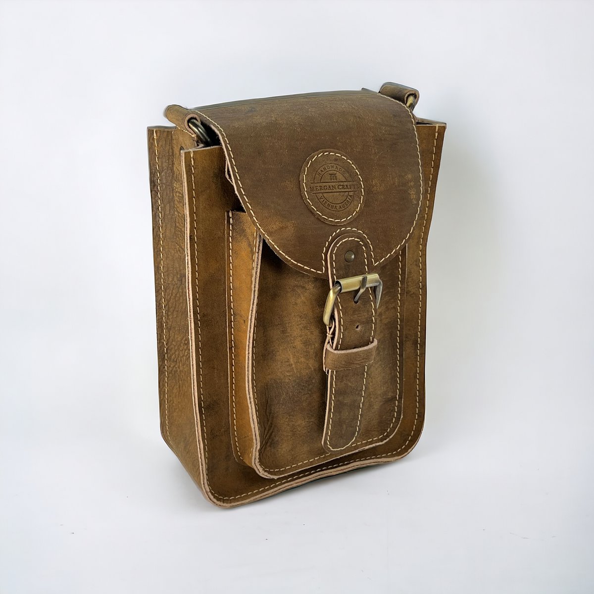 Bolso bandolera de cuero genuino hecho a mano