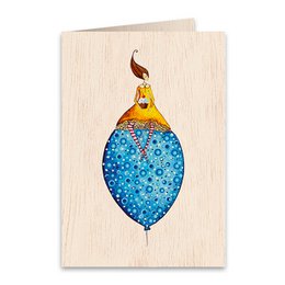 Birthday Balloon Wooden folded greeting card