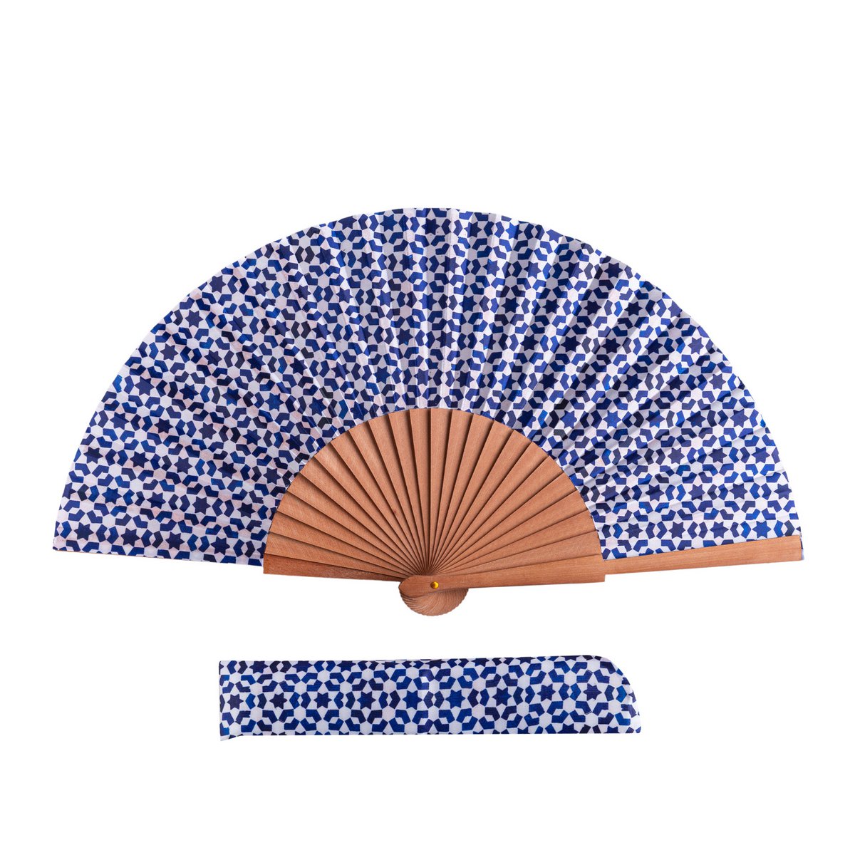 Interlocking Star Satin Hand Fan Nawar 23 cm