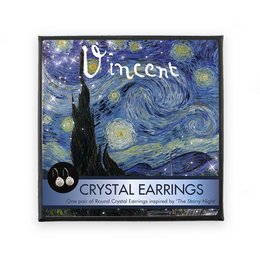 Orecchini placcati in argento con pietre di cristallo scintillanti, Van Gogh, Notte stellata