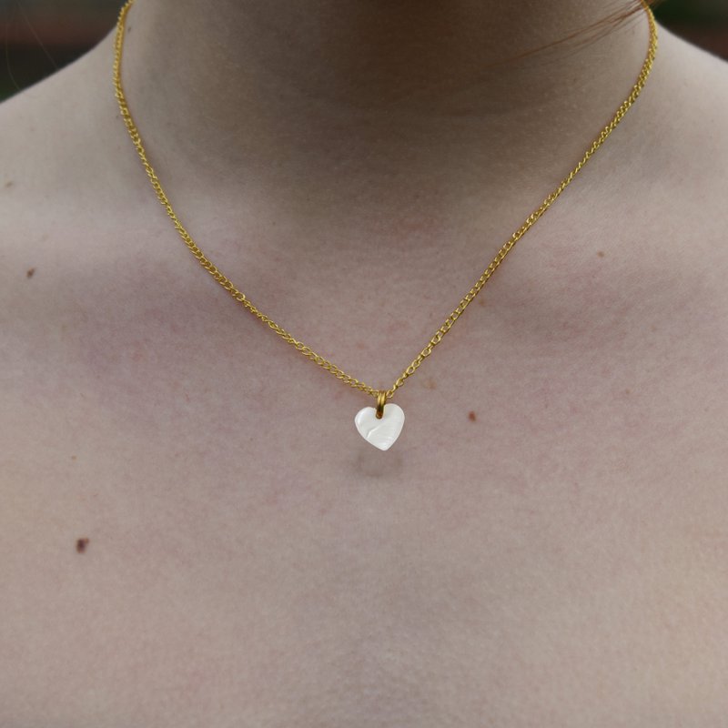 Minimalist white shell heart pendant necklace | by Ifemi Jewels
