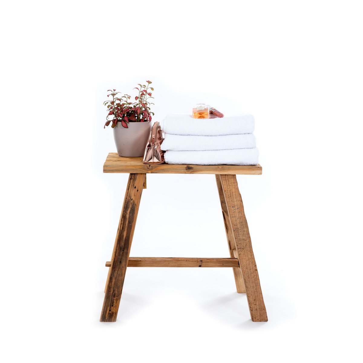 Tabouret vintage teck récupéré 50 cm