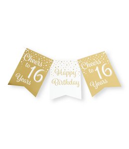 Party Flag Banner Gold / Weiß - 16