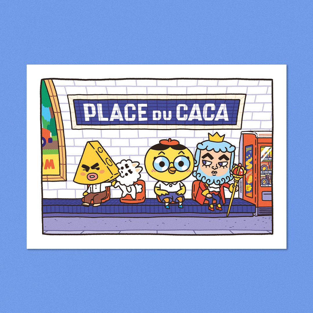 Carte postale  "Place du caca" - Format A6