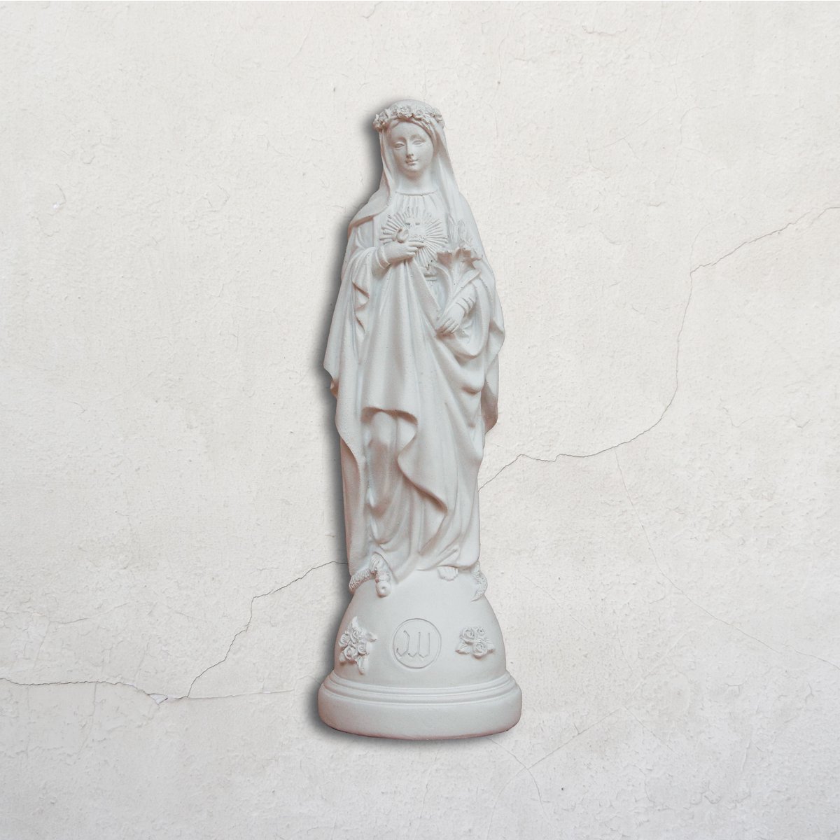Statuette Mary med blomster