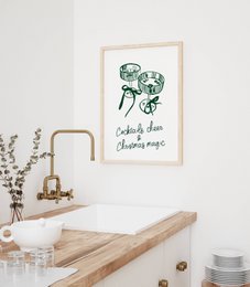 Weihnachtsposter Cocktails, purer & Weihnachtszauber, trendiges Weihnachtsposter, Cocktailposter, Retro-Weihnachtsposter